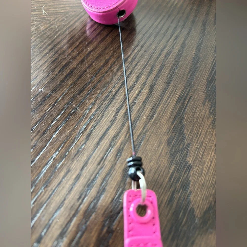 Kate Spade Hot Pink Badge ID Holder with Retractable Reel, 100% leather